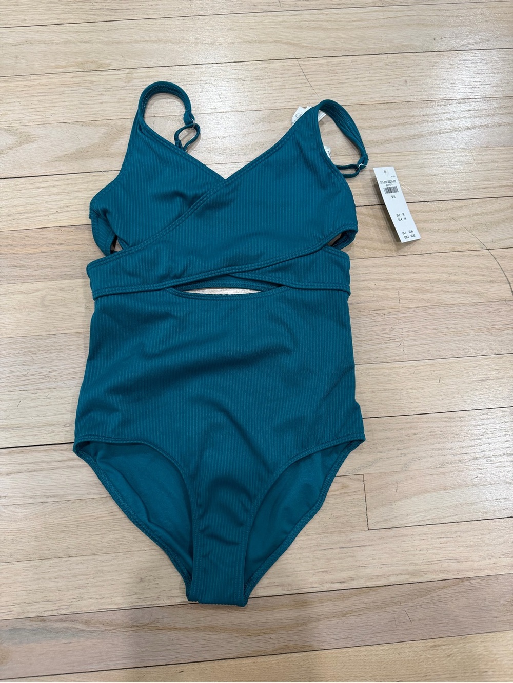 Abercrombie Teal Ribbed One-Piece Swimsuit with Side Cutout
